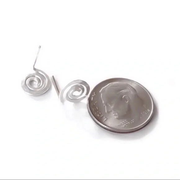 Moodtherapy Sterling Silver Spiral Stud Earrings Handmade Modern Art Design NEW - Picture 2 of 10